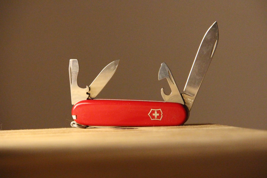 my Swiss pocket knife on our Woden table